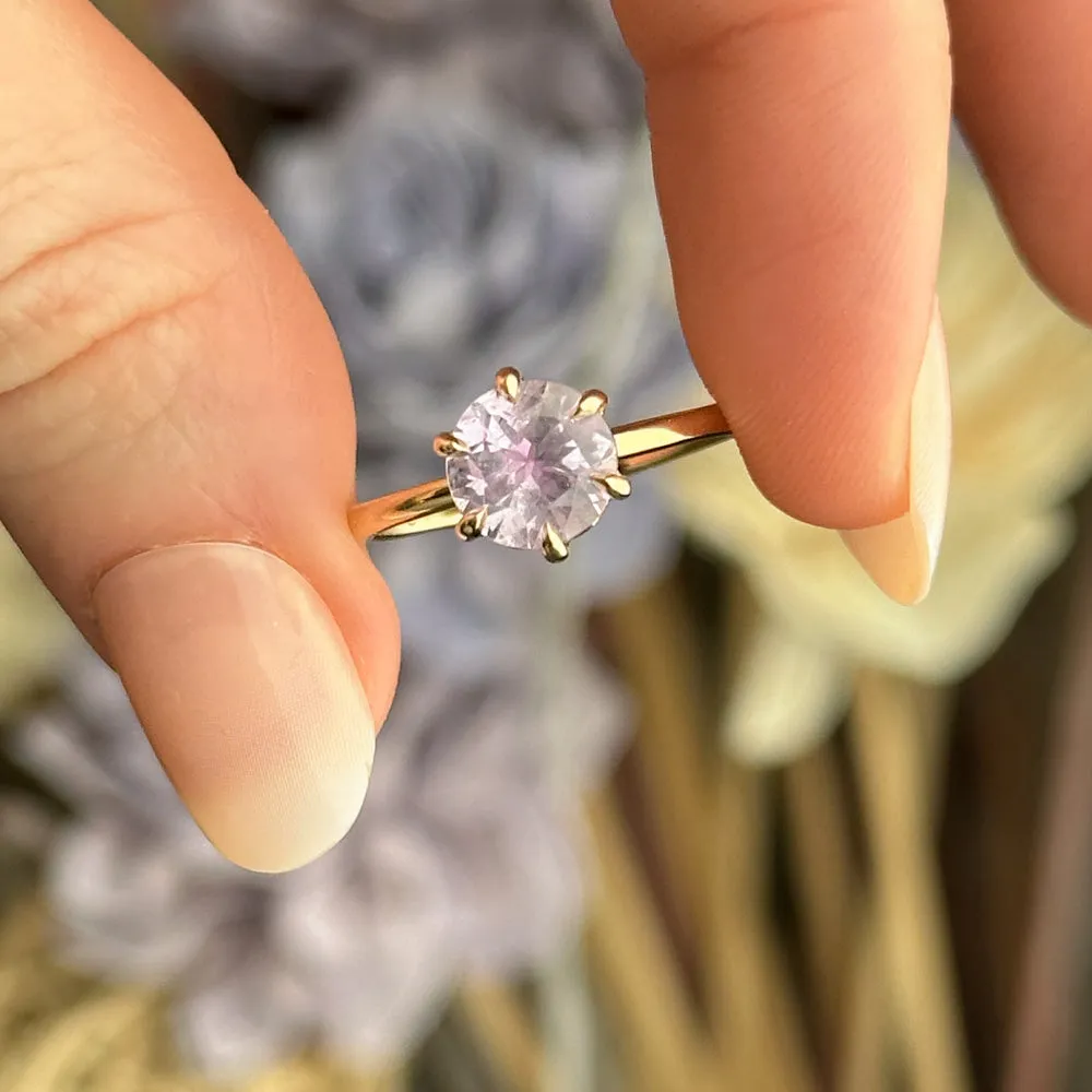 1.77ct Round Lilac Sapphire Lotus Solitaire in 14k Yellow Gold