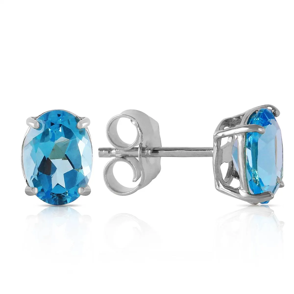 1.8 Carat 14K Solid White Gold Once Again Blue Topaz Earrings