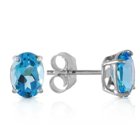 1.8 Carat 14K Solid White Gold Once Again Blue Topaz Earrings