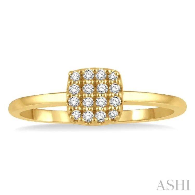 1/8 ctw Cushion Shape Round Cut Diamond Petite Fashion Ring in 10K Yellow Gold