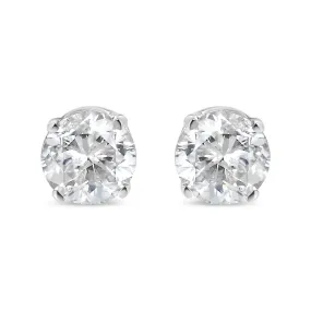 18K White Gold 1/4 Cttw Round Brilliant-Cut Near Colorless Diamond Classic 4-Prong Stud Earrings (G-H Color, VS1-VS2 Clarity)