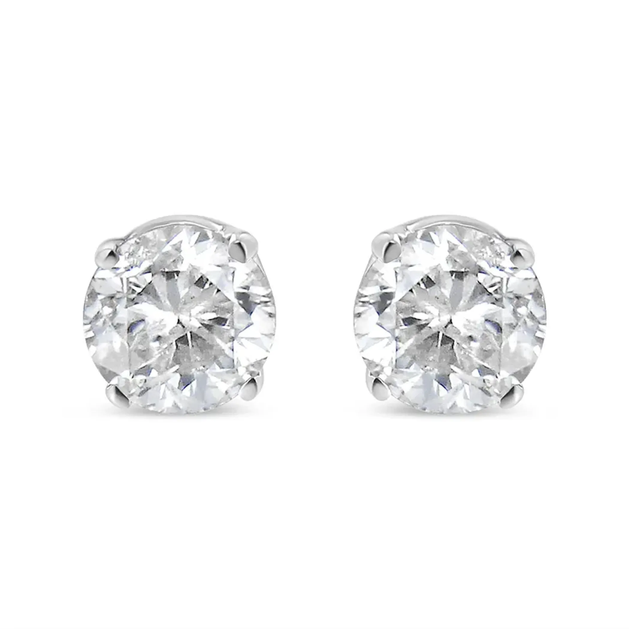 18K White Gold 1/4 Cttw Round Brilliant-Cut Near Colorless Diamond Classic 4-Prong Stud Earrings (G-H Color, VS1-VS2 Clarity)