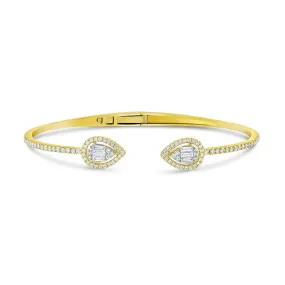 18k Yellow Gold 0.94ctw Diamond Double Pear Bangle