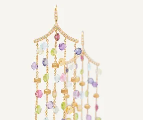 18K Yellow Gold Gemstone Chandelier Earrings