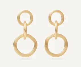 18K Yellow Gold Link Drop Earrings, Long