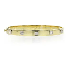 18K/PLATINUM 5 ROUND BRILLIANT DIAMONDS=0.57ctw BANGLE BCT (SMALL)