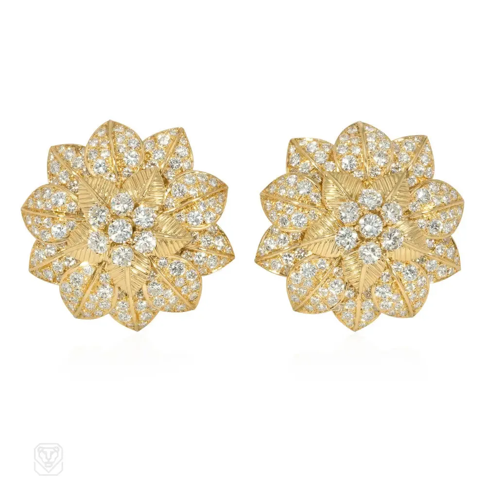 1960s Van Cleef & Arpels diamond-set flower earrings