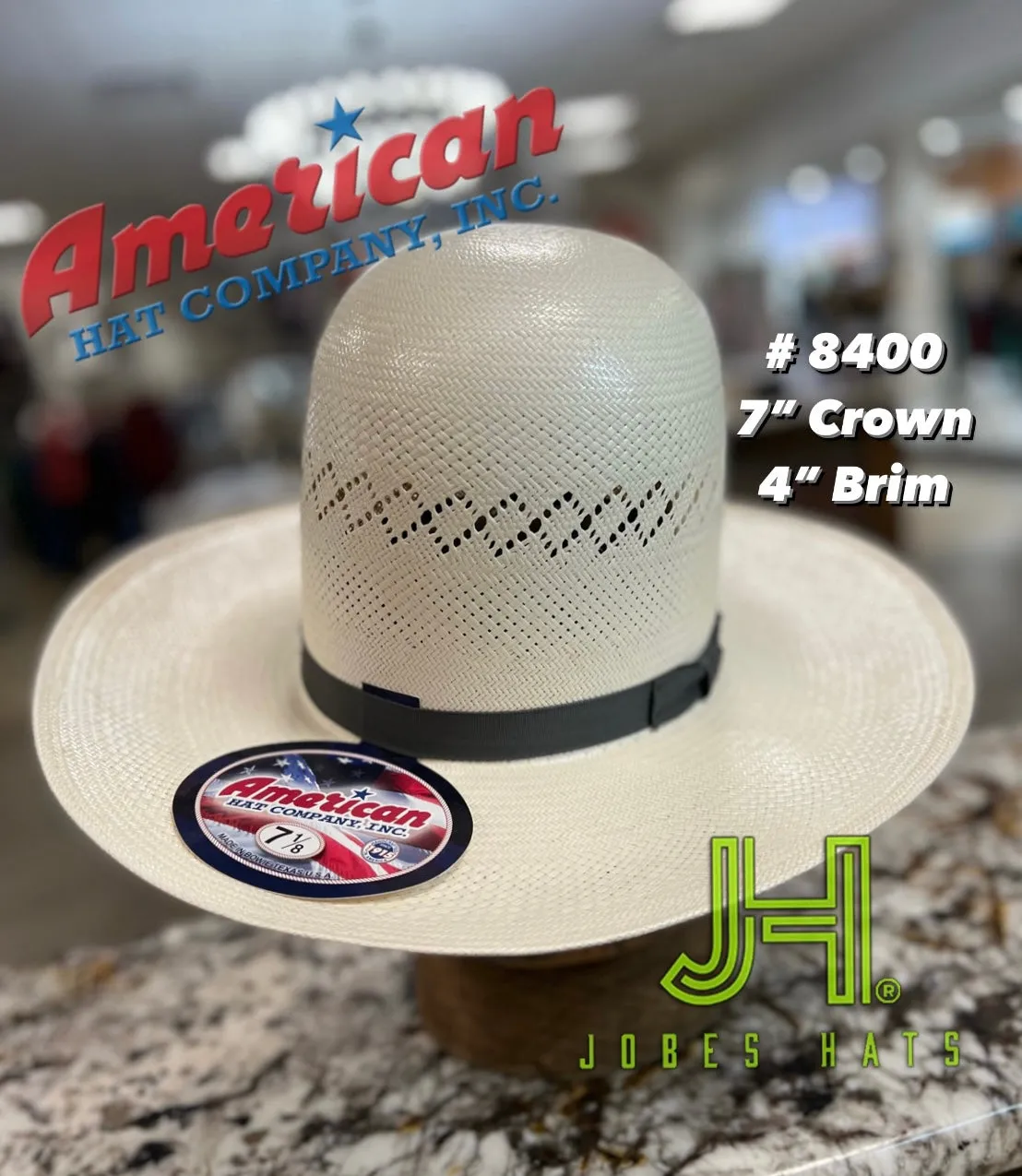 2021 American Hat 🇺🇸 #8400 7” Tall Crown R/O 4” brim