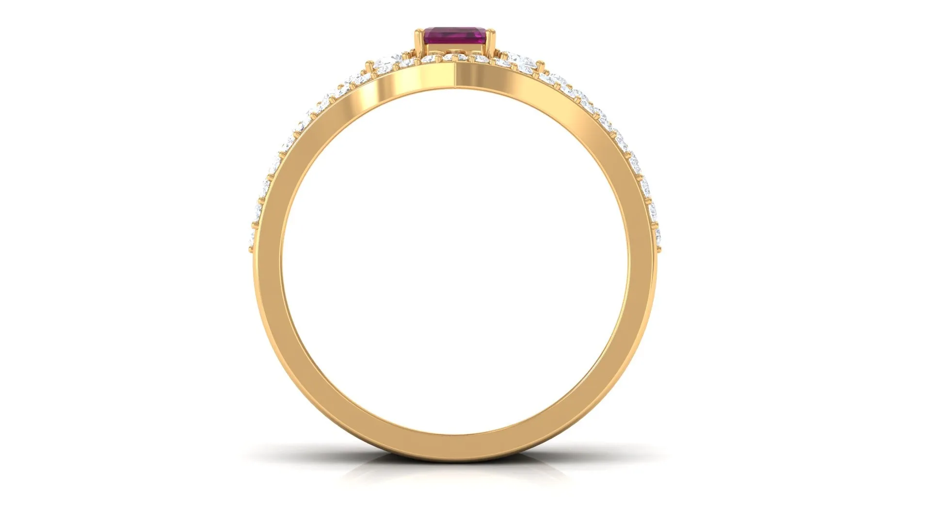 2.25 CT Certified Rhodolite and Diamond Stackable Ring Set