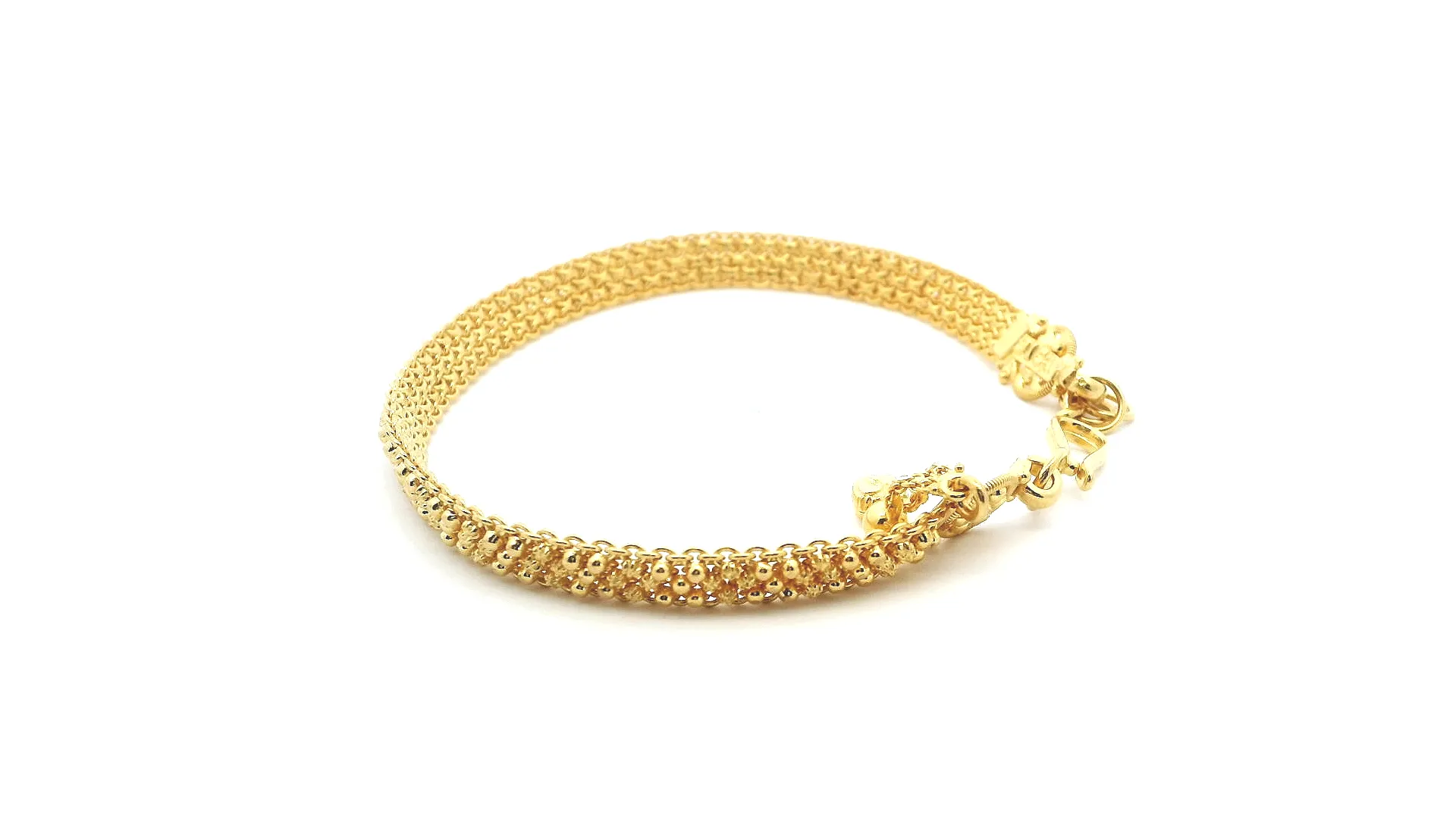 22ct Yellow Gold Ladies Bracelet with Filigree Work Design & U-Hook Clasp | Elegant Gold Jewellery