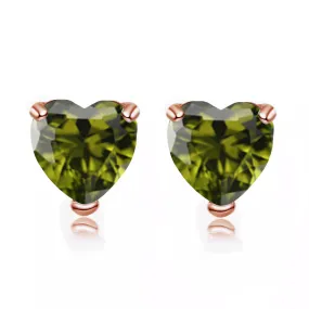 24k Rose Gold Plated 1 Carat Heart Created Peridot Stud Earrings