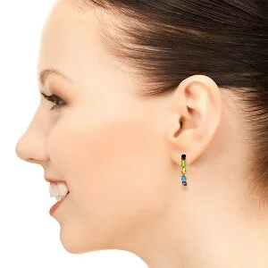 2.5 Carat 14K Solid Yellow Gold Earrings Natural Multicolor Gemstones