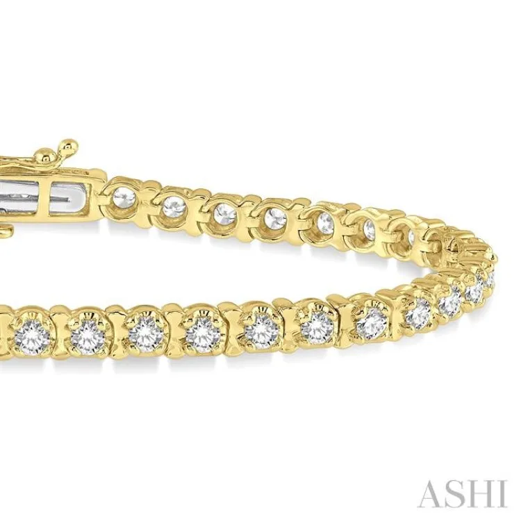 3 ctw Round Cut Diamond Tennis Tulip Bracelet in 14K Yellow Gold