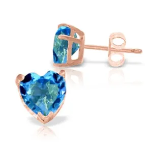 3.25 Carat 14K Solid Rose Gold Divinity Blue Topaz Stud Earrings