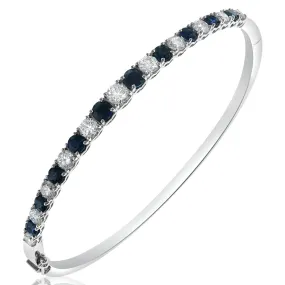 3.43ct t.w. Round Brilliant Cut Diamond and Sapphire Prong Set Bangle