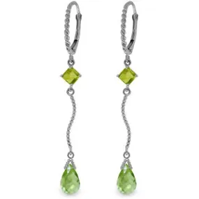 3.5 Carat 14K Solid White Gold Break The Walls Peridot Earrings