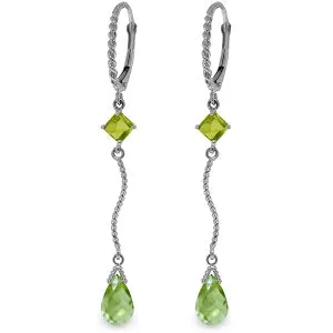 3.5 Carat 14K Solid White Gold Break The Walls Peridot Earrings