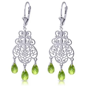 3.75 Carat 14K Solid White Gold Breakfast Beloved Peridot Earrings