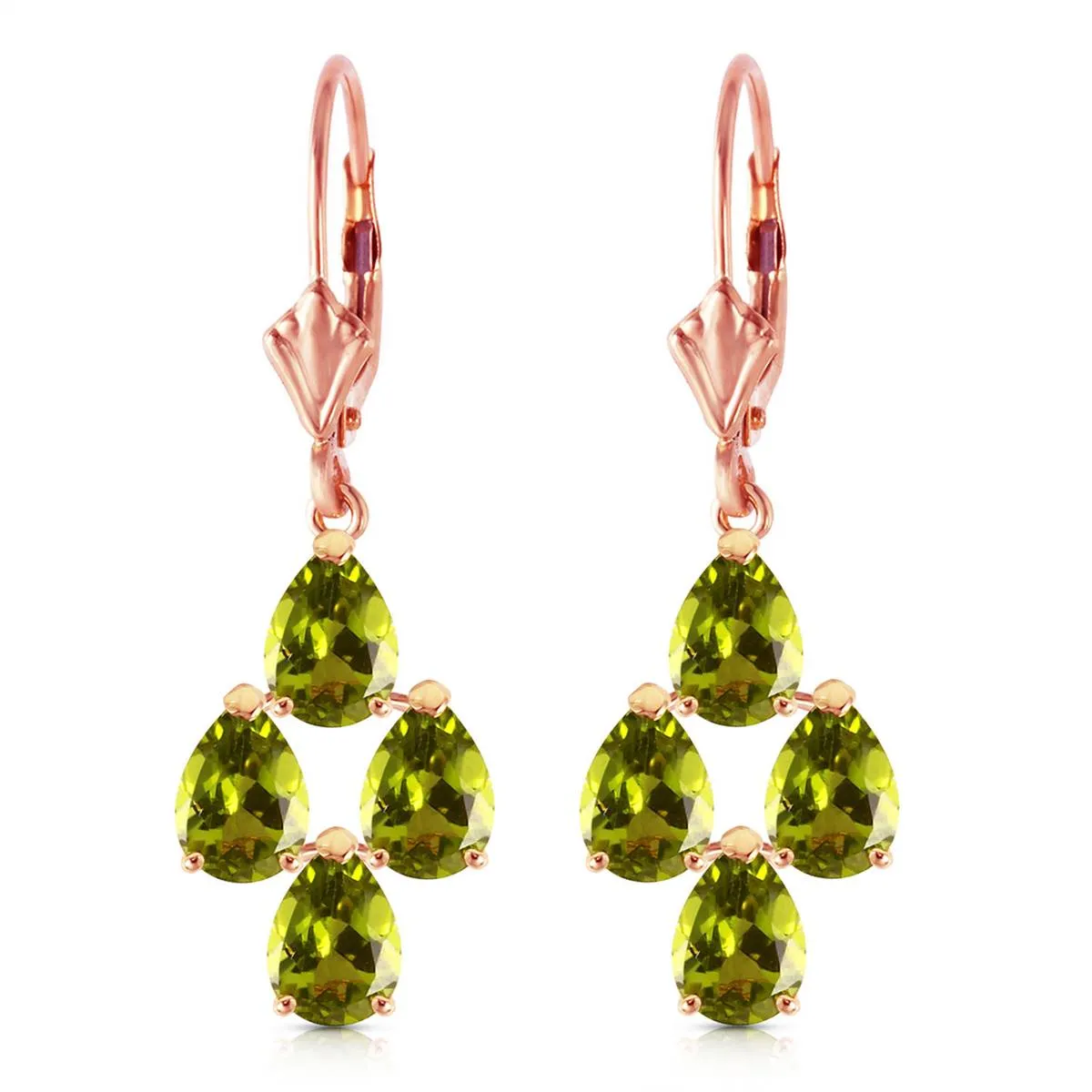 4.5 Carat 14K Solid Rose Gold Peridot Spring Earrings