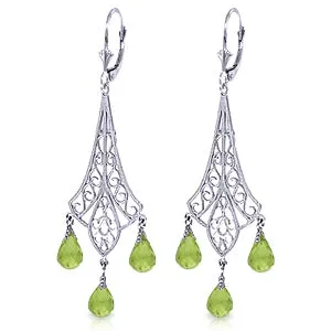 4.5 Carat 14K Solid White Gold Chandelier Earrings Briolette Peridot