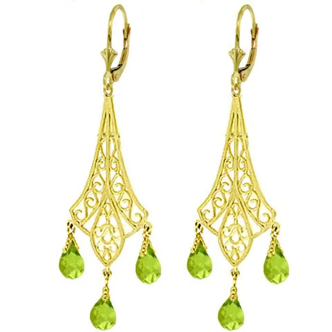 4.5 Carat 14K Solid White Gold Chandelier Earrings Briolette Peridot