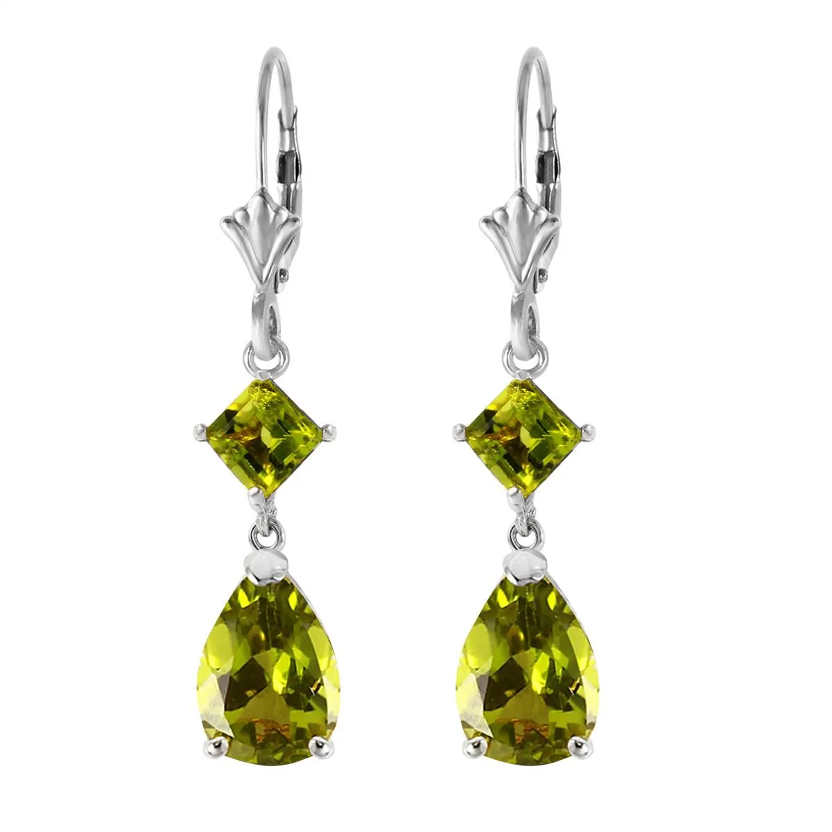 4.5 Carat 14K Solid White Gold My Heart In Your Hands Peridot Earrings