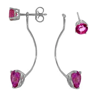 4.55 Carat 14K Solid White Gold Pillar Of Confidence Pink Topaz Earrings