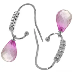 4.68 Carat 14K Solid White Gold Life Of Celebration Pink Topaz Diamond Earrings