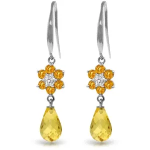 5.51 Carat 14K Solid White Gold You Transform Me Citrine Diamond Earrings