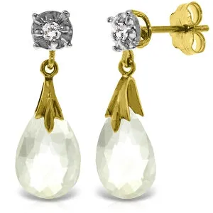 6.06 Carat 14K Solid Yellow Gold Stud Earrings Diamond White Topaz