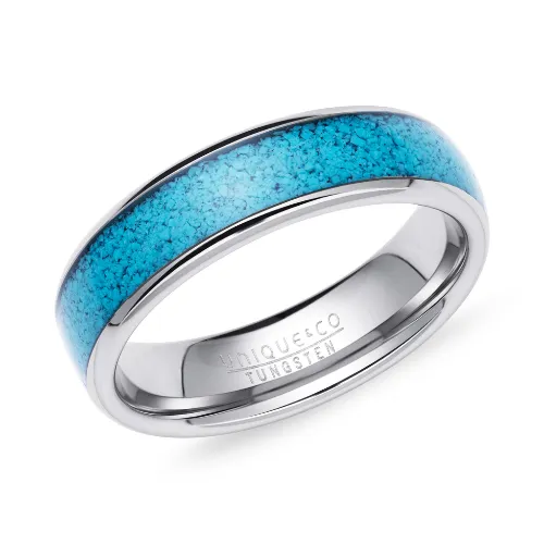 6mm Tungsten Ring with Turquoise Inlay