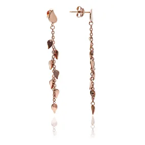 70%  DISCOUNT  Ladies' Elegant Handpolished 18ct Rose Gold Vermeil  Dangle Leaf Earrings