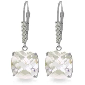 7.35 Carat 14K Solid White Gold Right Crowd White Topaz Diamond Earrings