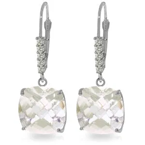 7.35 Carat 14K Solid White Gold Right Crowd White Topaz Diamond Earrings