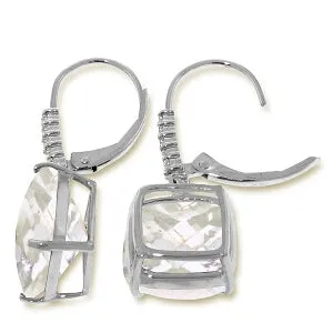 7.35 Carat 14K Solid White Gold Right Crowd White Topaz Diamond Earrings