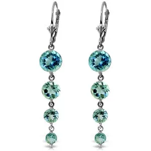 7.8 Carat 14K Solid White Gold Remeberance Of Love Past Blue Topaz Earrings