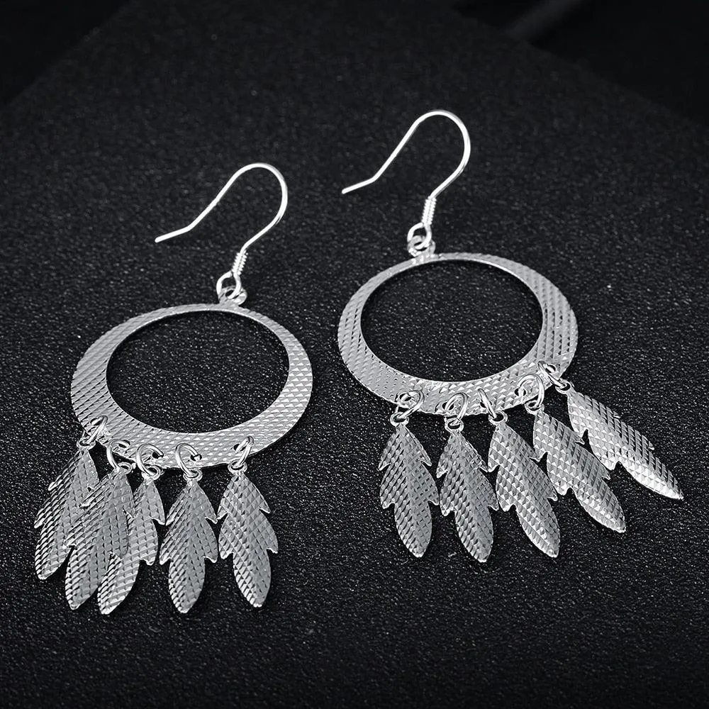 925 Sterling Silver Chandelier Leaf & Drop Earrings for Women, Fashion Jewelry