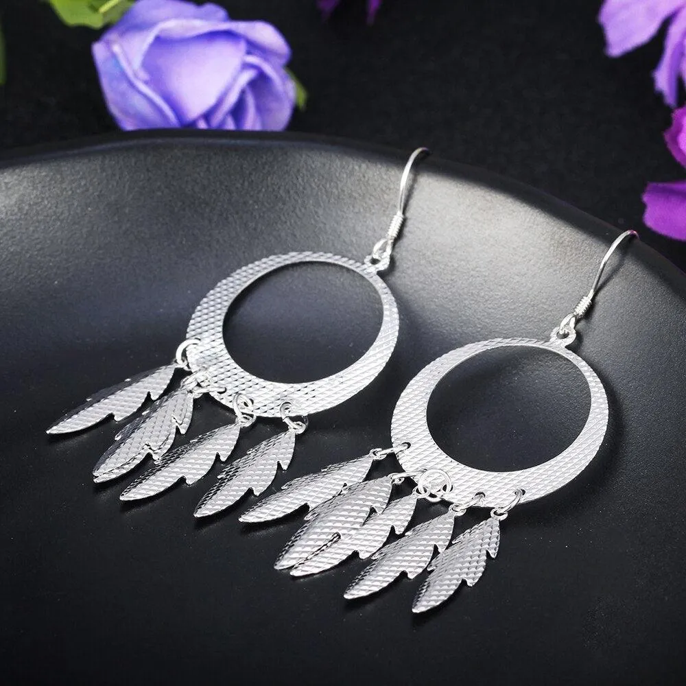 925 Sterling Silver Chandelier Leaf & Drop Earrings for Women, Fashion Jewelry