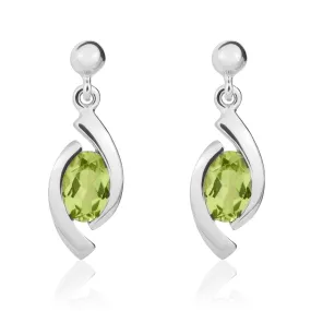 9K White Gold Peridot 'Eye' Drop Earrings