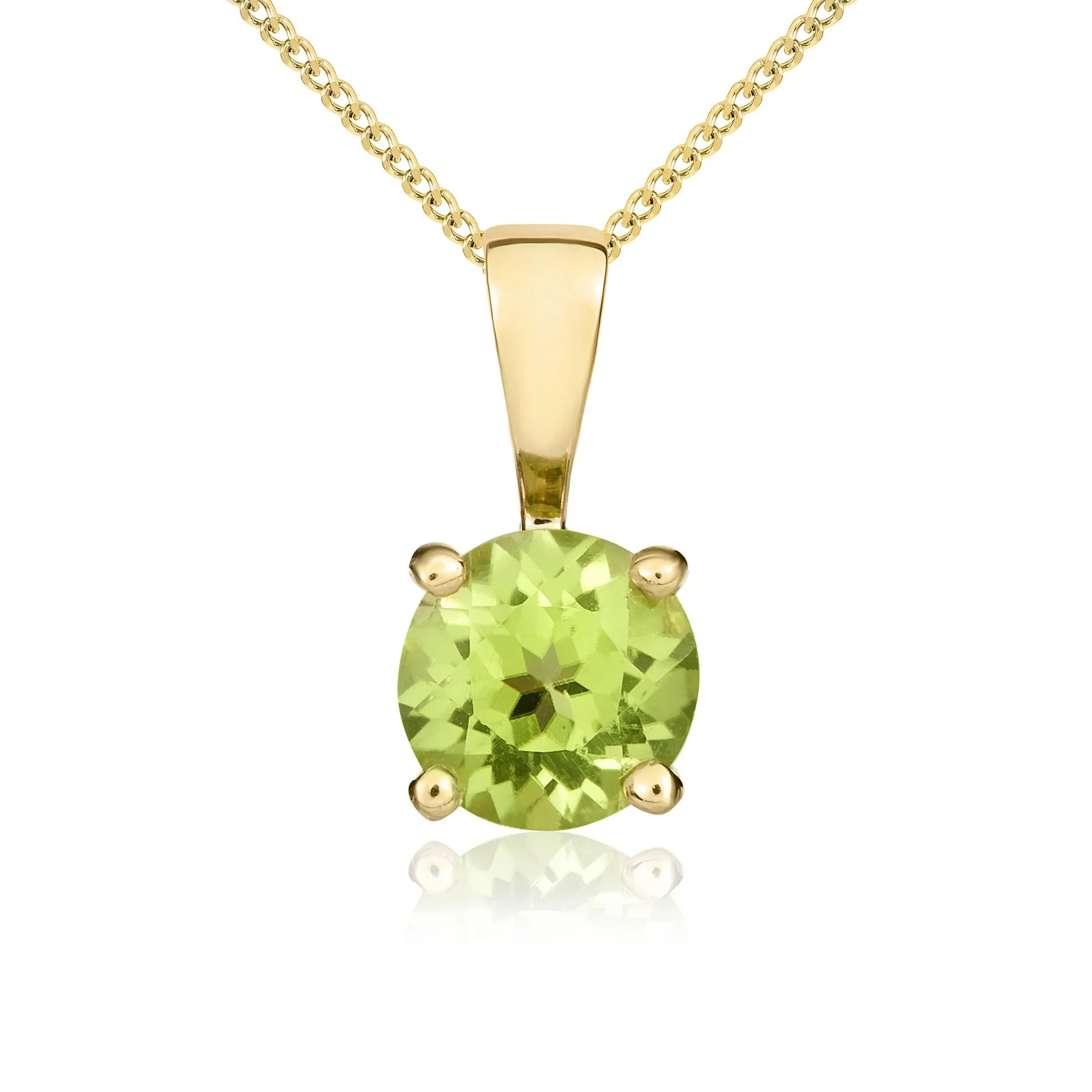 9K Yellow Gold 5mm Round Peridot Pendant