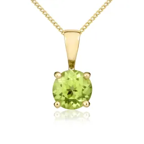 9K Yellow Gold 5mm Round Peridot Pendant