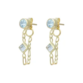 Ada 14K Gold Vermeil Blue Topaz Studs