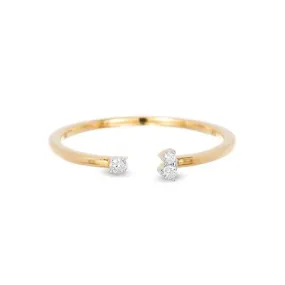 Adina - 2 Diamond Amigos Ring Yellow Gold 14K