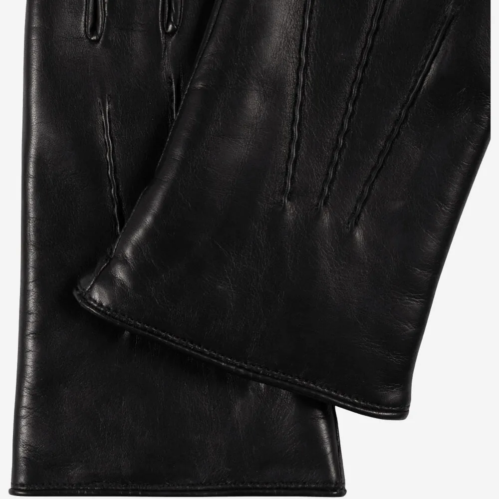 Aldo (black) - Italian lambskin leather gloves with lambswool lining & touchscreen feature