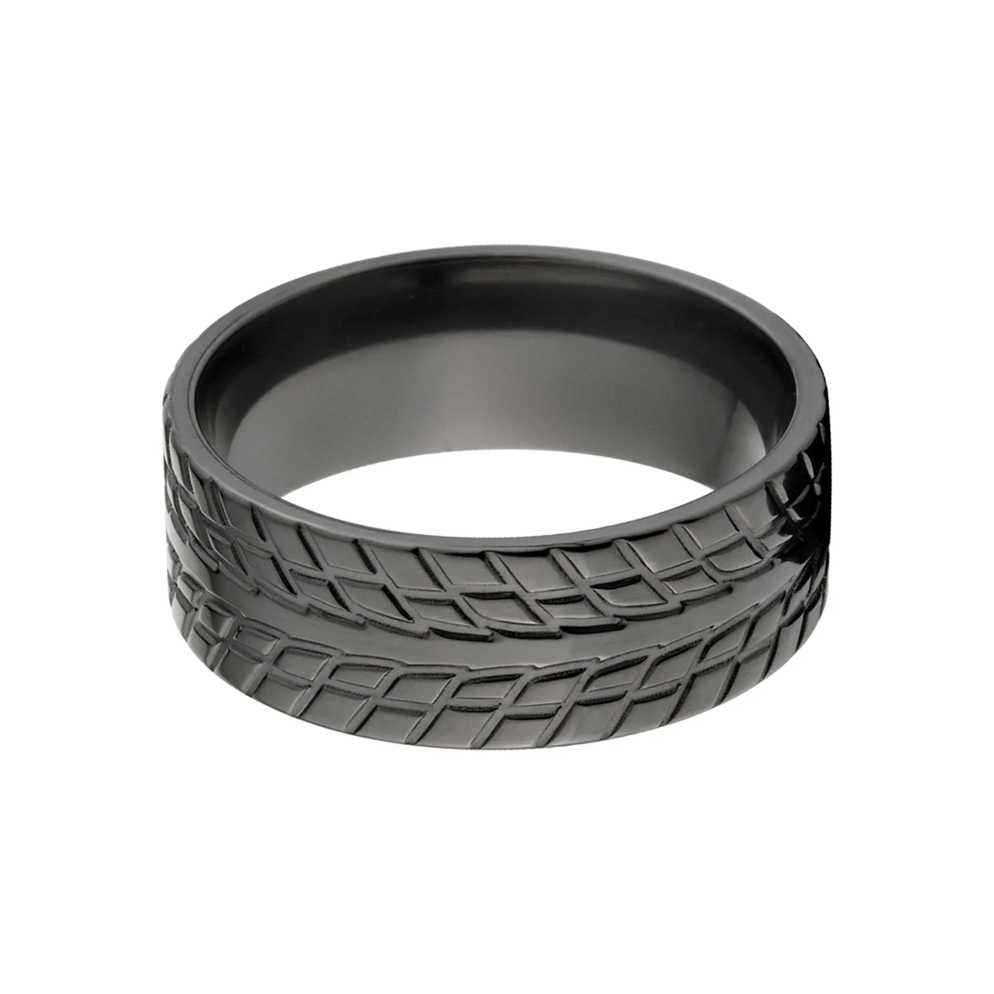 All Black Tire Tread Ring - Men's Wedding Band