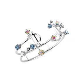 Alphabet Bangle [Unicorn/Light blue/White gems]