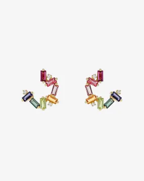 Amalfi Burst Rainbow Sideways Mini Hoops