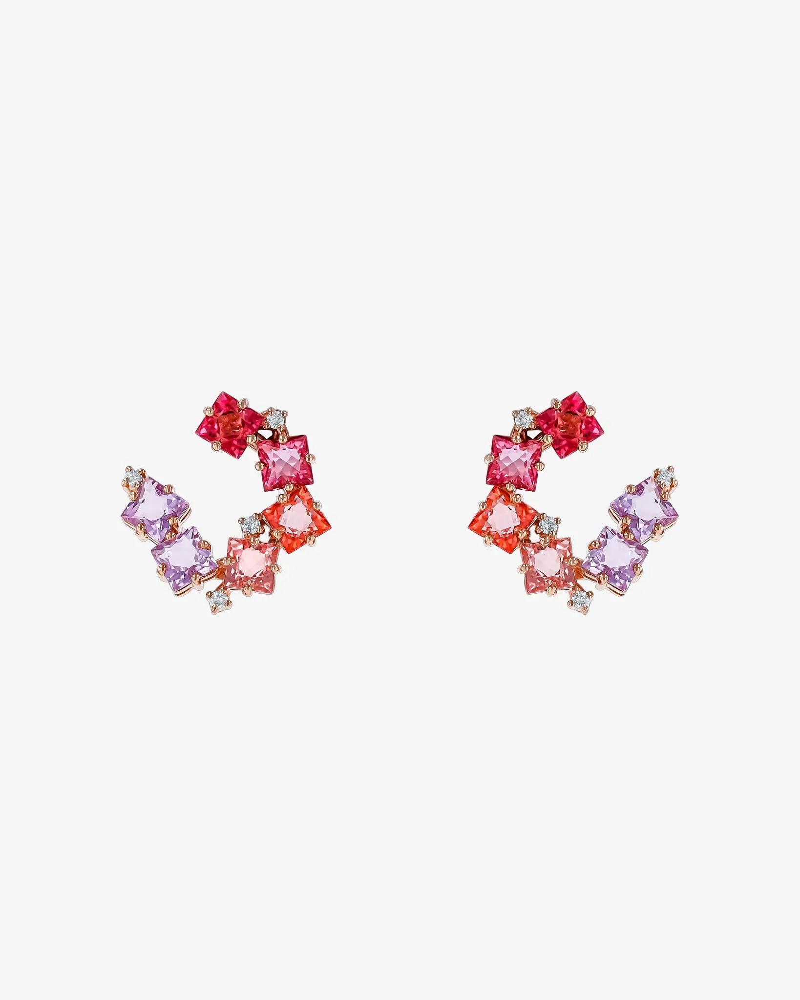 Amalfi Clover Red Ombre Sideways Hoops