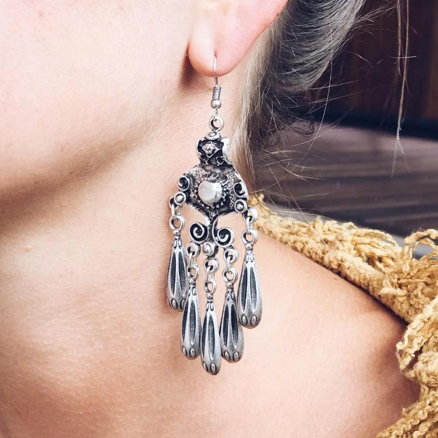 Anatolian Boho Earrings - "Twilight Chandelier"