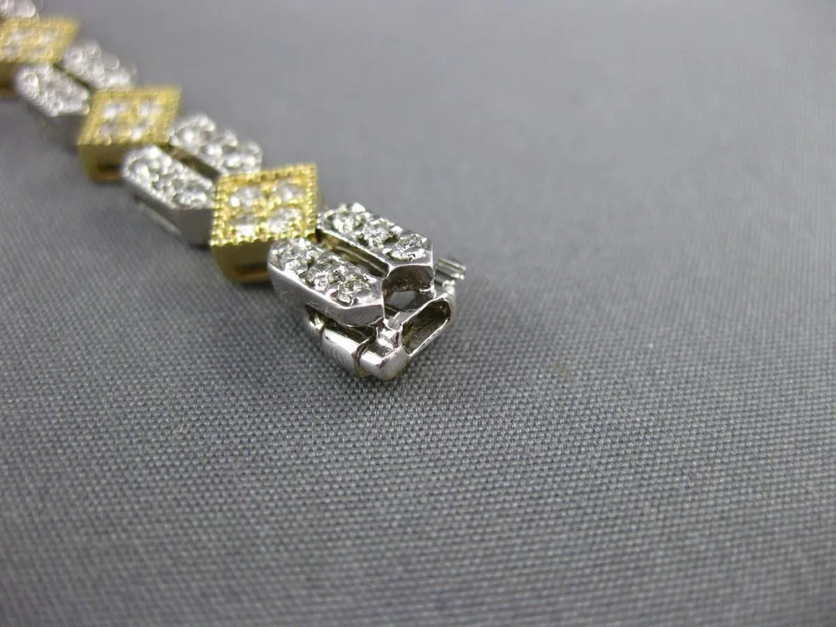 ANTIQUE 2.60CT DIAMOND 14KT TWO TONE GOLD FILIGREE SQUARE TENNIS BRACELET #11315